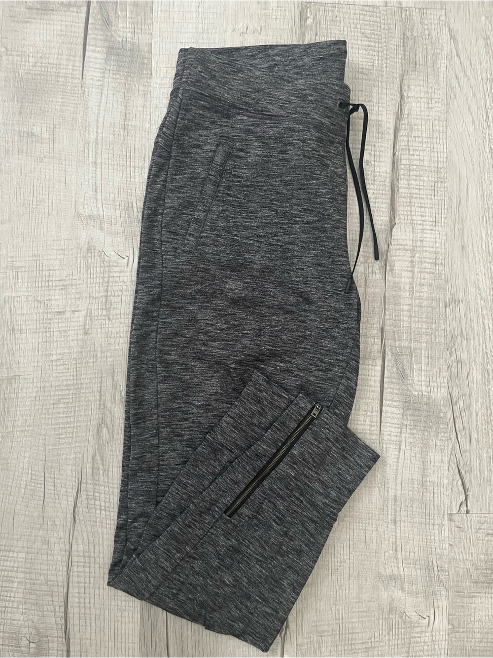 Athleta Joggers Size M Gray Heathered Zip Ankle Drawstring Athletic Pants